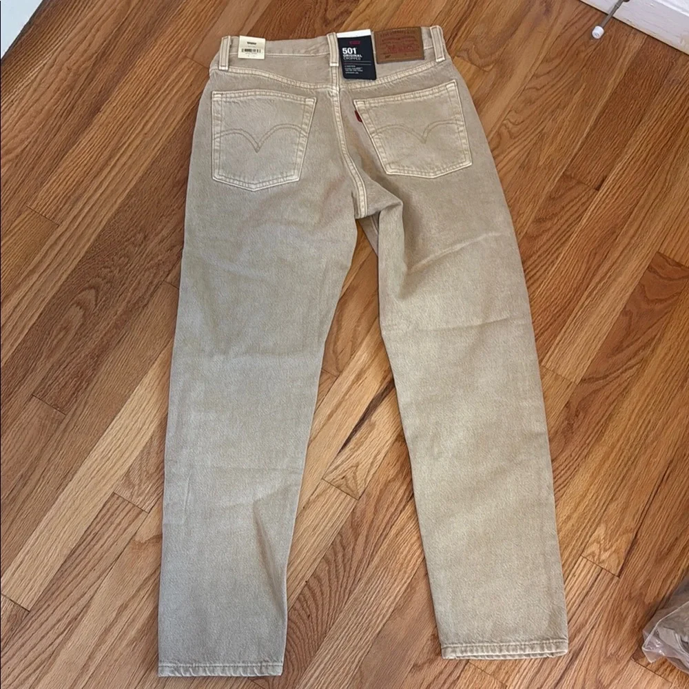 Levi’s 501 High Rise Straight Leg Tan Jeans 24x28 - Picture 4 of 5